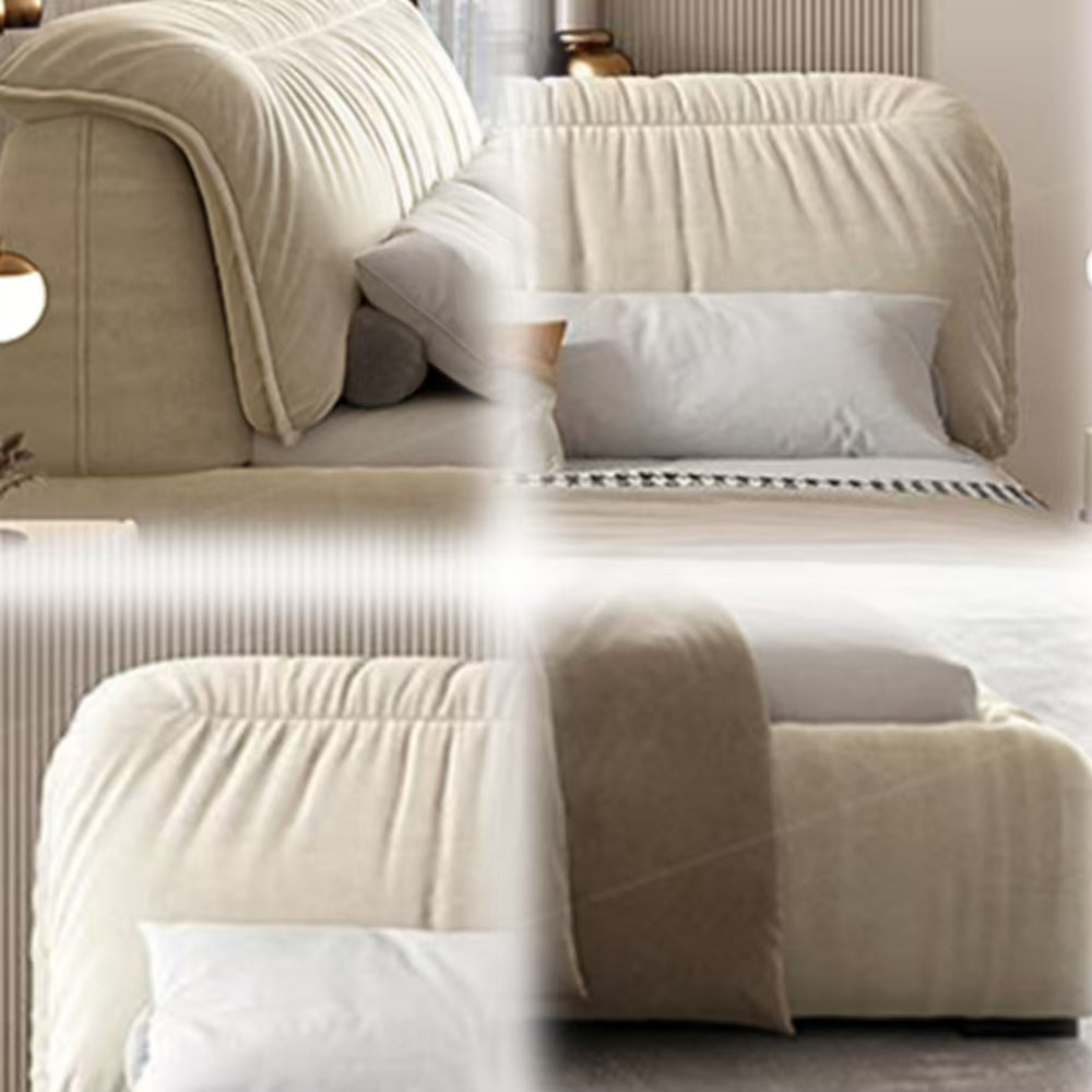LUXORA B1318 Length Fabric Wood 150/180cm Matte Frame Solid Bed-White