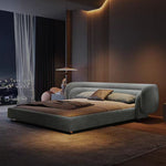 LUXORA B1519 Skin-Touch 260cm Solid Wood Frosted Frame Length Velvet Bed-Blue