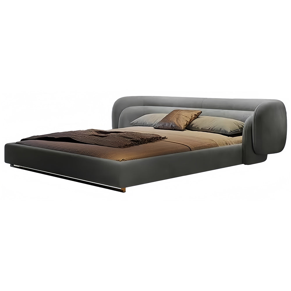 LUXORA B1519 Skin-Touch 260cm Solid Wood Frosted Frame Length Velvet Bed-Blue