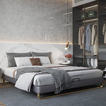 LIVARA B1145 Length Wood 150/180cm Solid Headless Bed- Gray