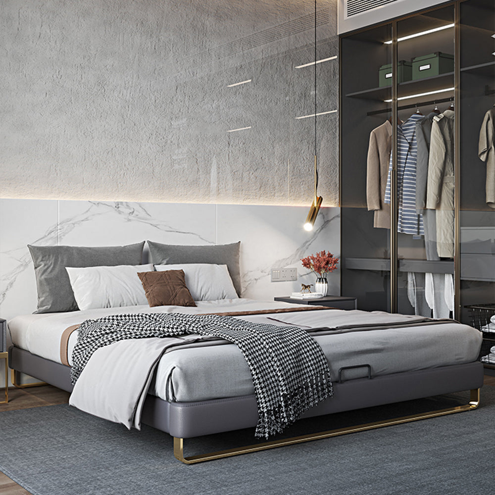 LIVARA B1145 Length Wood 150/180cm Solid Headless Bed- Gray