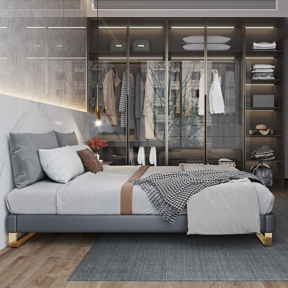 LIVARA B1145 Length Wood 150/180cm Solid Headless Bed- Gray