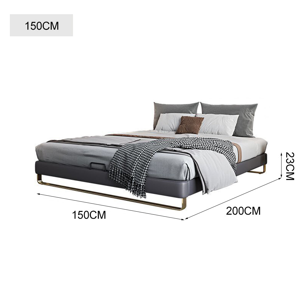 LIVARA B1145 Length Wood 150/180cm Solid Headless Bed- Gray