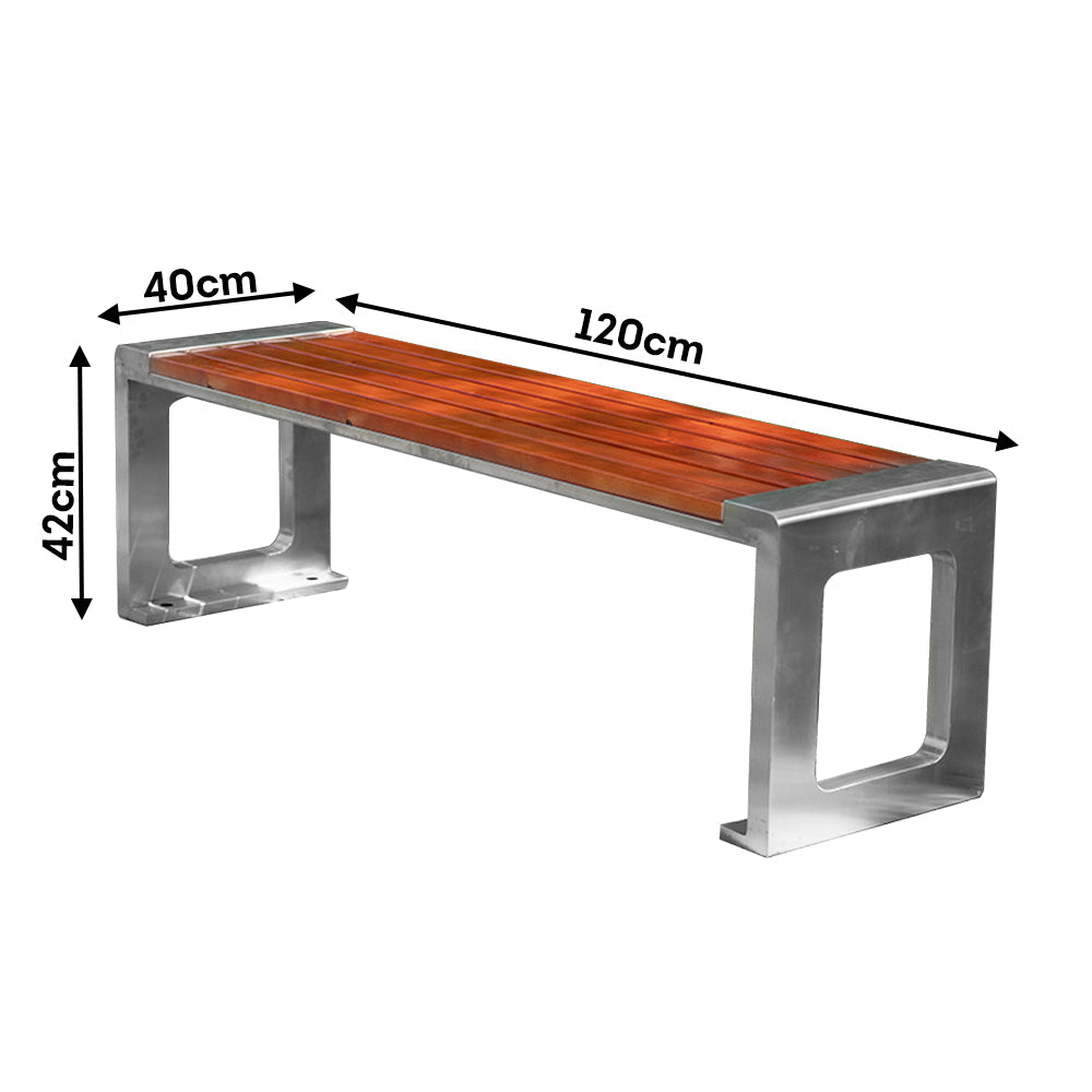 SOLARA Outdoor Anti-corrosive Stainless Wood Steel Bench