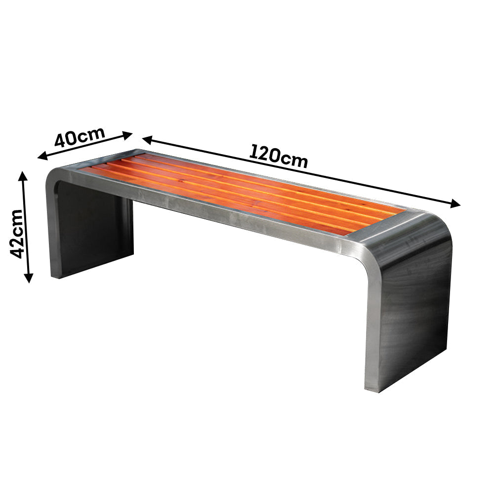 SOLARA Outdoor Anti-corrosive Stainless Wood Steel Bench