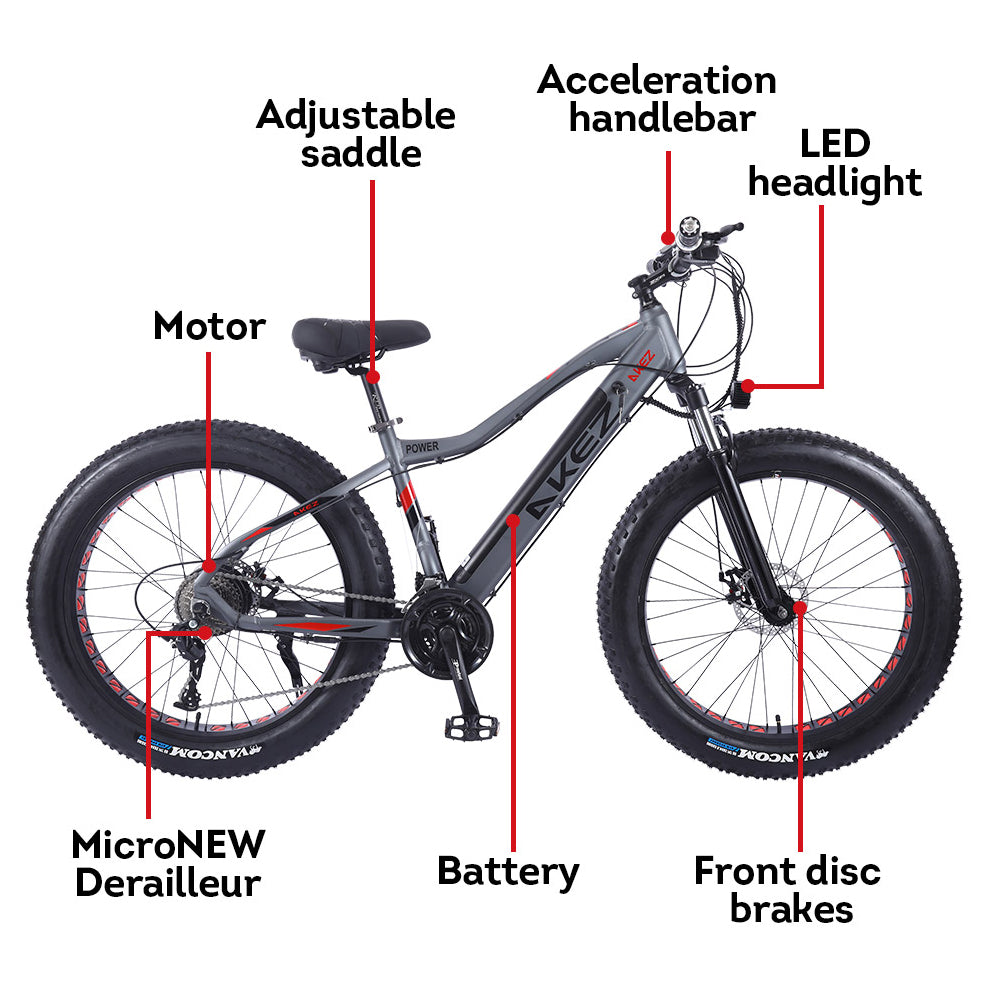 VOLTUS Cruiser eBike Motorized Bike Bicycle Beach Electric Snow 26-inch Battery