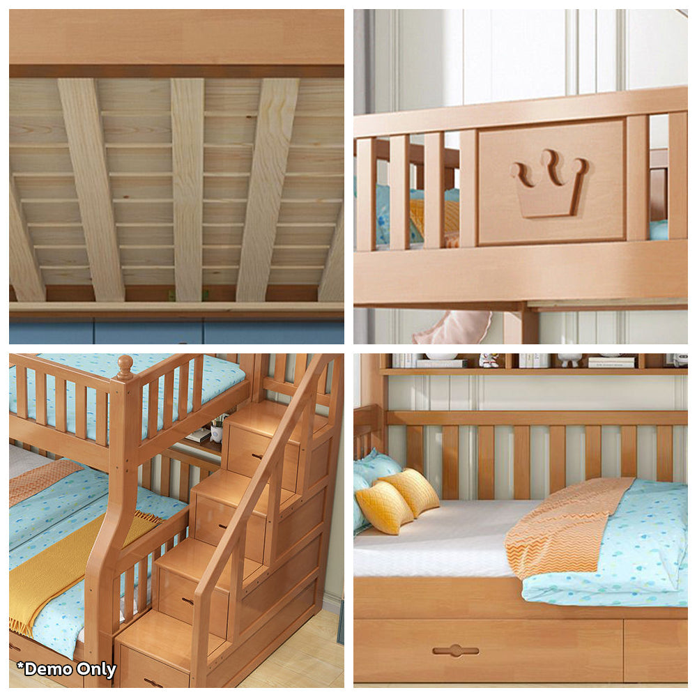 LIVARA 1.5m Solid Wood Bed Frame Bunk - Wood
