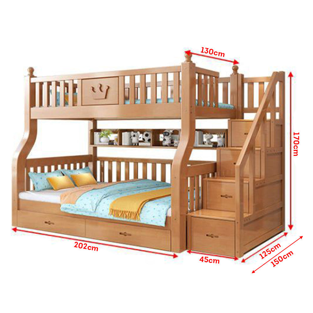 LIVARA 1.5m Solid Wood Bed Frame Bunk - Wood