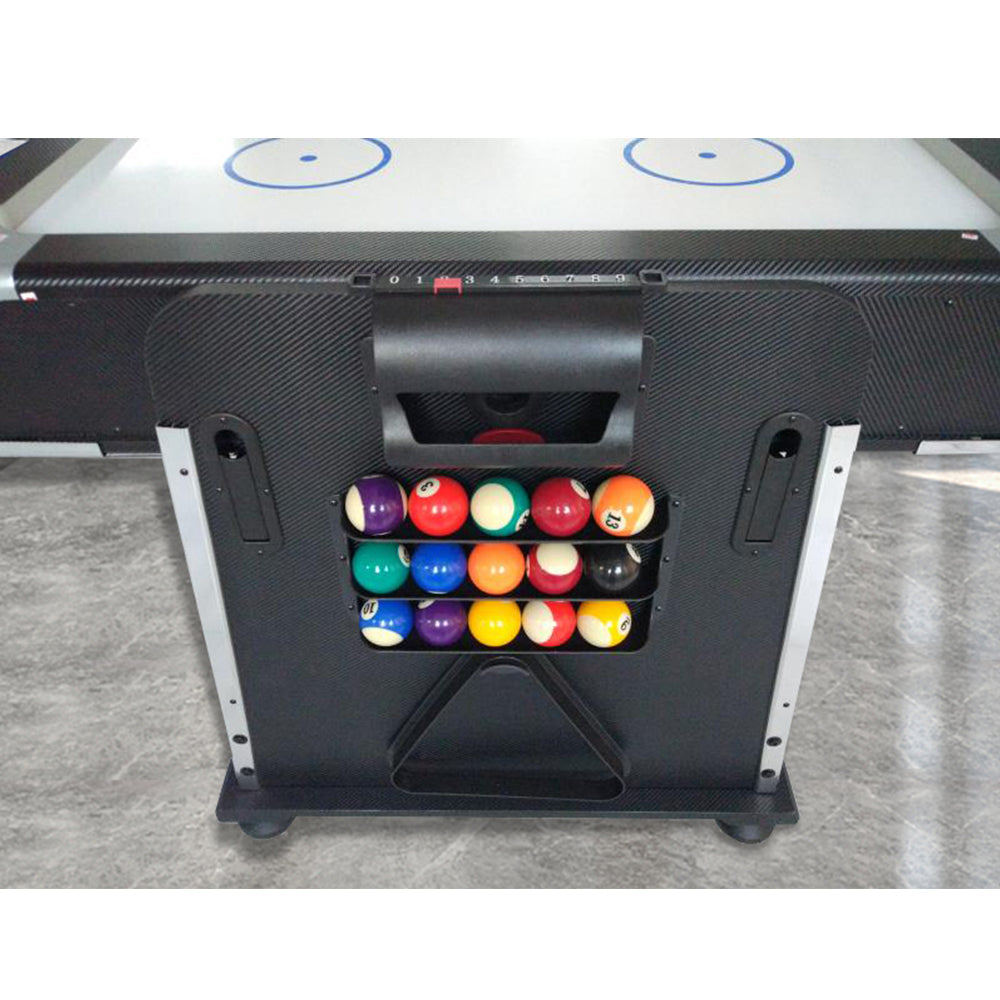 VERSA 4-IN-1 Table Hockey, Red Air Billiards, Convertible with Rooms Table 8FT Game Pool Billiard Accessories for Dining, Tennis - Free and Felt