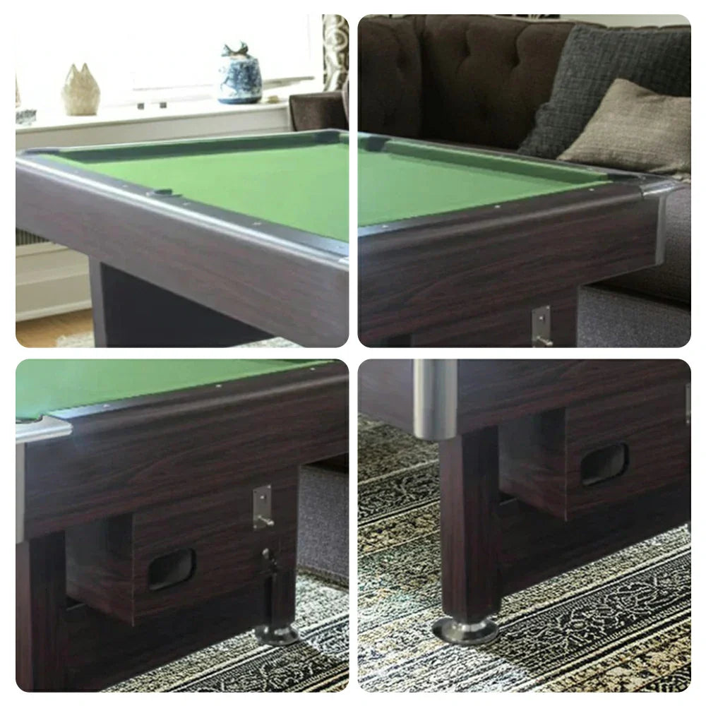 CUETIQ 7FT Pool Legs, Trimmings Precision Heavy-Duty Rubber Adjustable Modern 120mm Design, Frame, Professional Metal - Luxury - Table, Table Billiards Brown