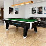 LIVARA 7FT/8FT Storage Pool Border Top, Reinforced Black MDF/Marble Ball Coin-Operated - Design Iron - Box, Table Legs, Green