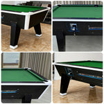 LIVARA 7FT/8FT Storage Pool Border Top, Reinforced Black MDF/Marble Ball Coin-Operated - Design Iron - Box, Table Legs, Green