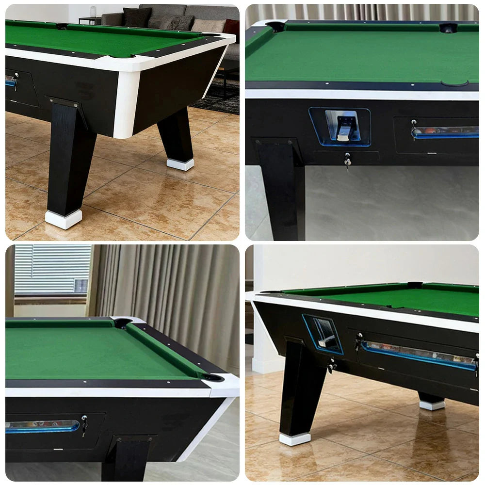 LIVARA 7FT/8FT Storage Pool Border Top, Reinforced Black MDF/Marble Ball Coin-Operated - Design Iron - Box, Table Legs, Green