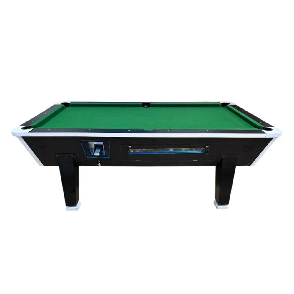 LIVARA 7FT/8FT Storage Pool Border Top, Reinforced Black MDF/Marble Ball Coin-Operated - Design Iron - Box, Table Legs, Green