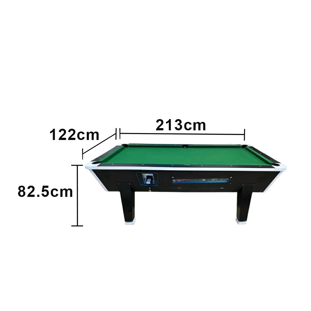 LIVARA 7FT/8FT Storage Pool Border Top, Reinforced Black MDF/Marble Ball Coin-Operated - Design Iron - Box, Table Legs, Green