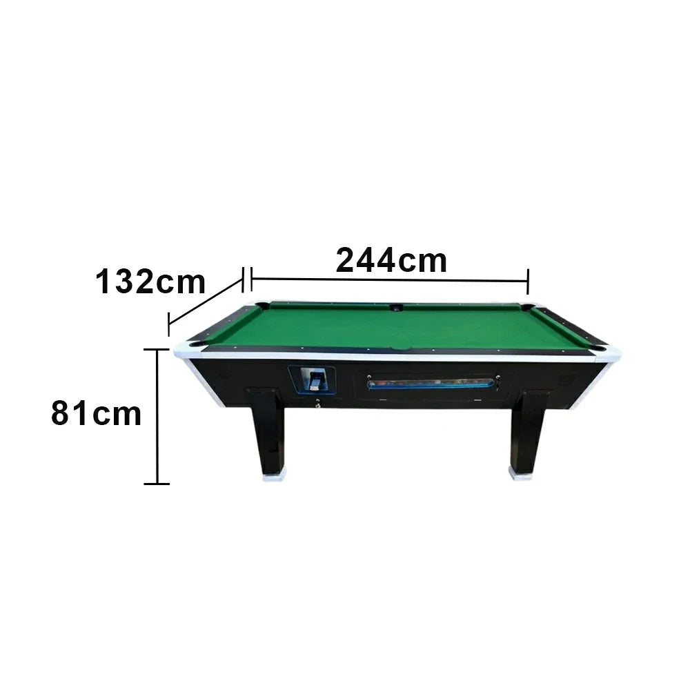LIVARA 7FT/8FT Storage Pool Border Top, Reinforced Black MDF/Marble Ball Coin-Operated - Design Iron - Box, Table Legs, Green