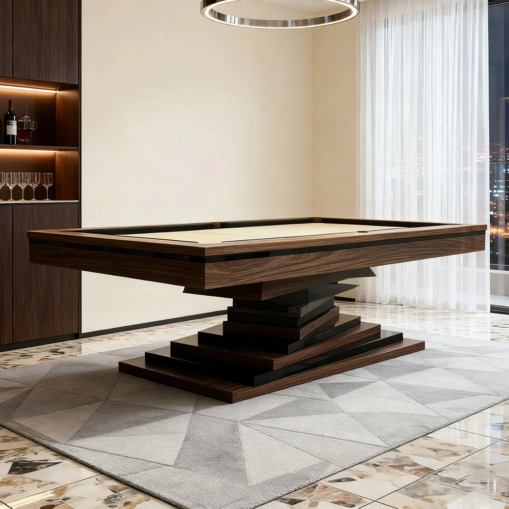 CUETIQ GE17 Leather Leg Premium Cloth, 7FT/8FT/9FT - Pockets, Pool Solid Luxury Table Wool Wood Design, Frame, Distinctive Stability