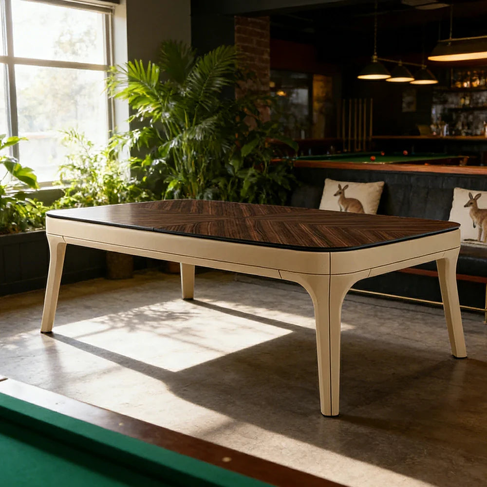 CUETIQ 2.4/2.6/2.9m Luxury Billiard Dining Table - Dual-Use Pool & Dining Design Premium Construction Modern Elegant Style - Khaki