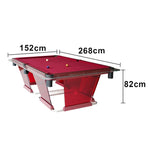 CUETIQ Billiard Table - 304 Stainless Steel Frame Premium Construction Professional Full-Size Design for Home & Commercial Use - Flame Red