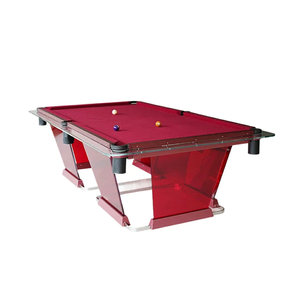 CUETIQ Billiard Table - 304 Stainless Steel Frame Premium Construction Professional Full-Size Design for Home & Commercial Use - Flame Red