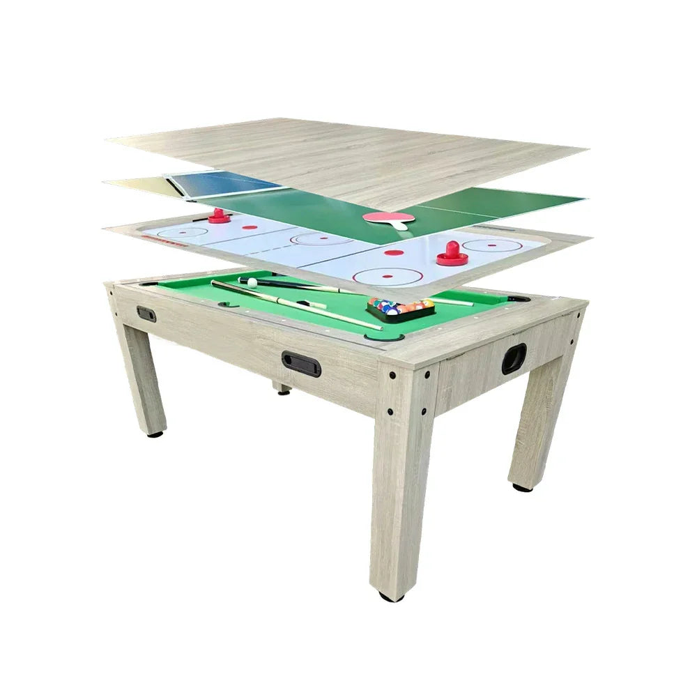 CUETIQ 6FT/7FT Table Table Hockey, Felt 4-in-1 Tennis Design, MDF Dining Billiards, Space-Saving Air Surface, Pool Frame, Flip Durable Free Top, - Smooth Accessories