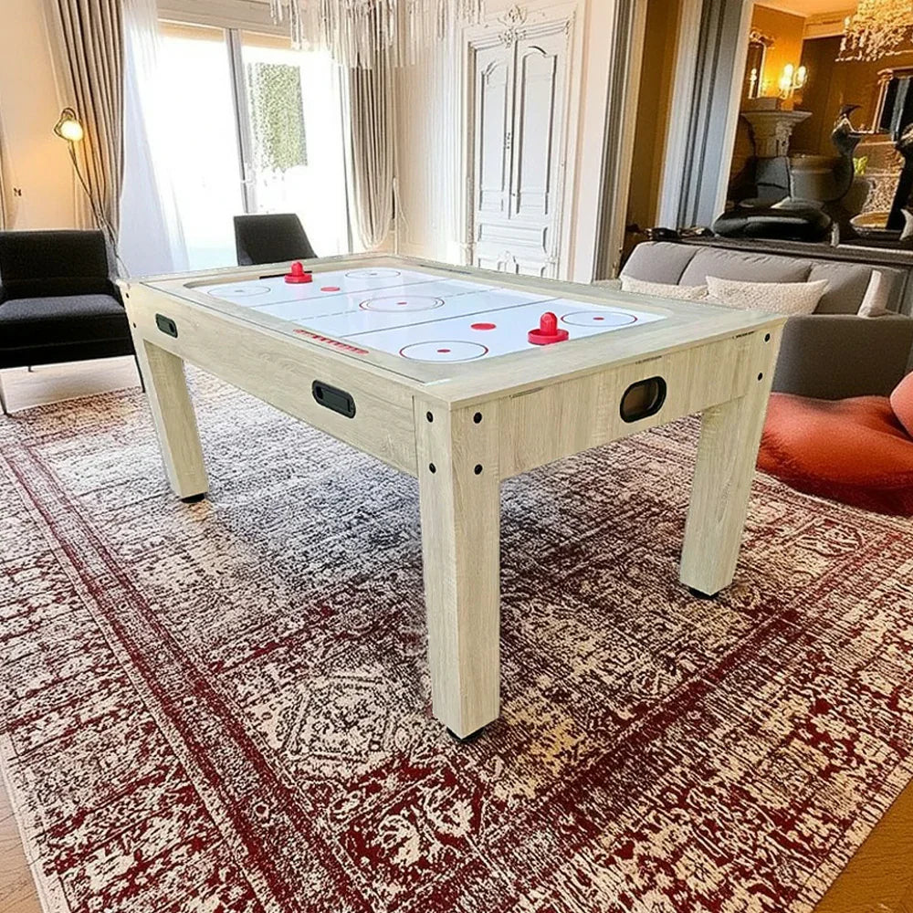 CUETIQ 6FT/7FT Table Table Hockey, Felt 4-in-1 Tennis Design, MDF Dining Billiards, Space-Saving Air Surface, Pool Frame, Flip Durable Free Top, - Smooth Accessories