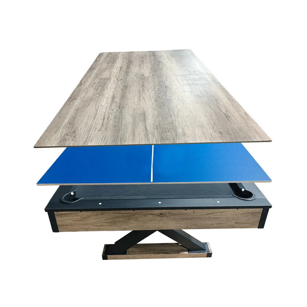CUETIQ P046 7/8FT 3-in-1 Pool Table - Converts to Ping Pong & Dining Table, Durable MDF Structure - Black