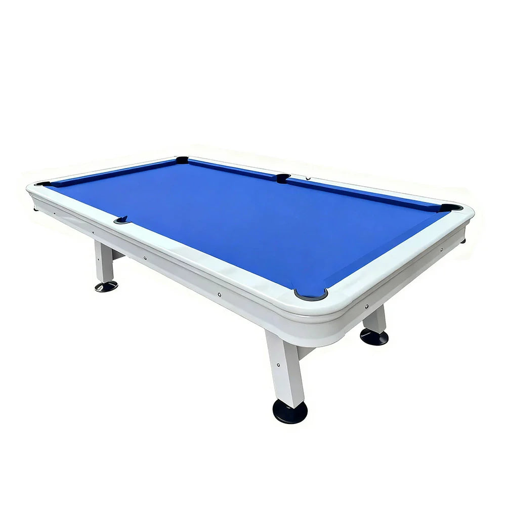 CUETIQ 8FT Table Steel Rails, - Package Outdoor Pool Free Frame, Body, Carbon Accessories White Aluminium - Waterproof Blue