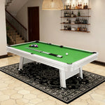 CUETIQ 8FT Pool Table Free Frame, White Steel Package Carbon Aluminium - Waterproof Body, Accessories Rails, - Outdoor Green