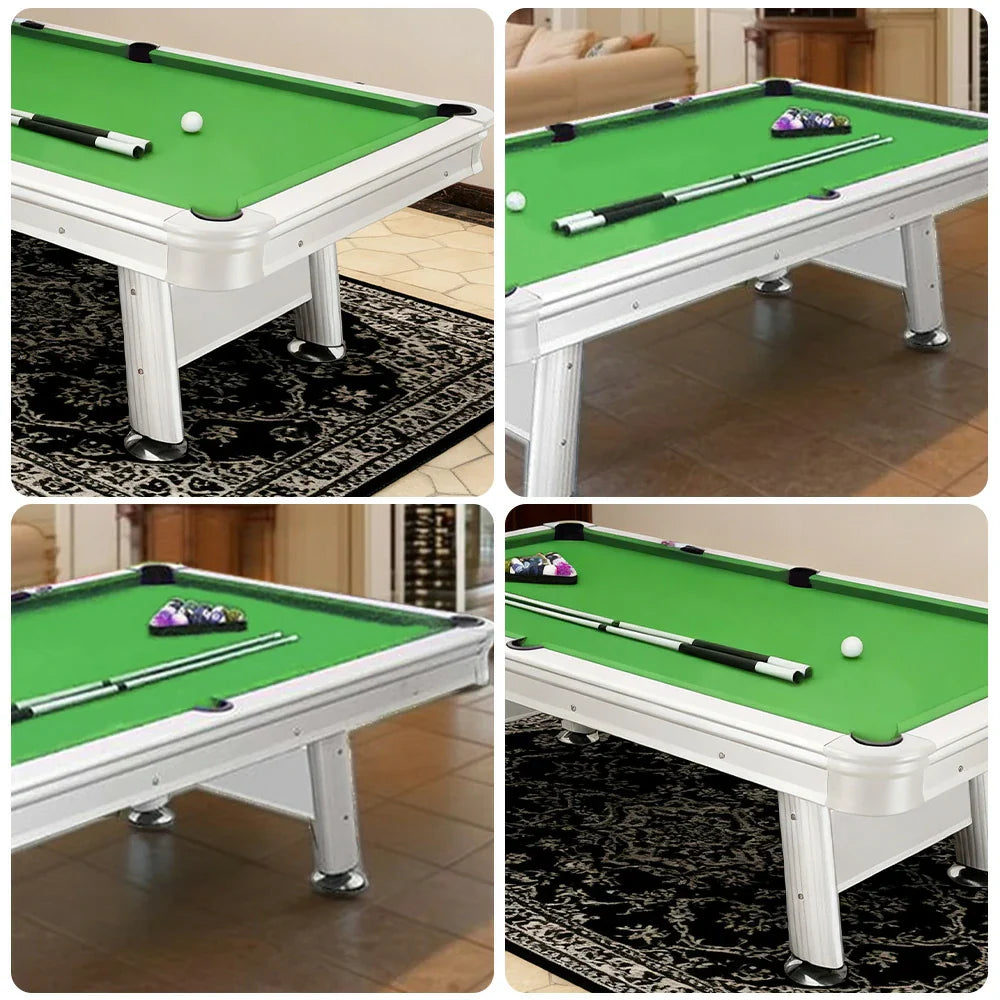 CUETIQ 8FT Pool Table Free Frame, White Steel Package Carbon Aluminium - Waterproof Body, Accessories Rails, - Outdoor Green