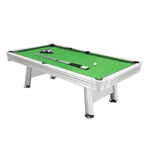 CUETIQ 8FT Pool Table Free Frame, White Steel Package Carbon Aluminium - Waterproof Body, Accessories Rails, - Outdoor Green