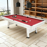CUETIQ 8FT Frame, - Rails, Accessories Pool Body, Package Aluminium Carbon - Steel White Table Free Waterproof Outdoor Red