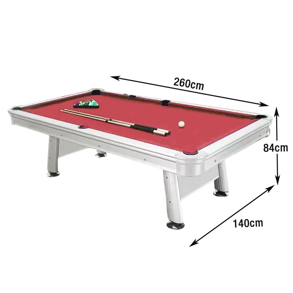 CUETIQ 8FT Frame, - Rails, Accessories Pool Body, Package Aluminium Carbon - Steel White Table Free Waterproof Outdoor Red