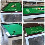 CUETIQ 6/7FT Green Accessories Top Dining Bench Outdoor Set Frame, - Pool Carbon Brown - White Body, Waterproof Table Package Free Steel Felt