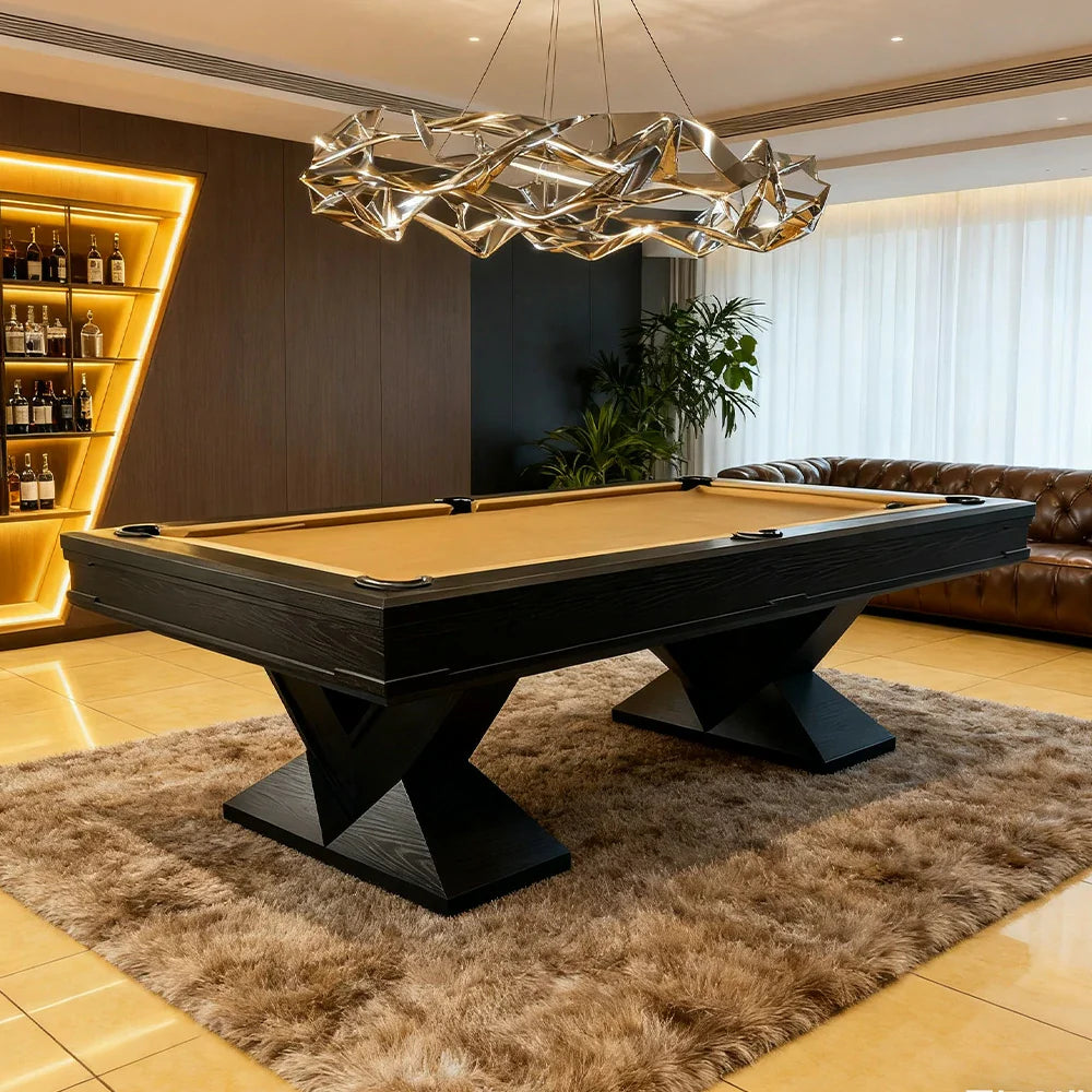 CUETIQ WY23 Cloth, Frame, Wool Leg Stability, 7FT/8FT/9FT Top Leather Design, Luxury Solid Wood Table Premium - Standing Pockets, Table Pool Dining Cover
