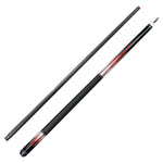 KONLLEN Billiard AK75-001 Pool Black Premier Ebony - Professional Cue Wood 18.5-20OZ 147CM 2-Piece Cue Red&Black
