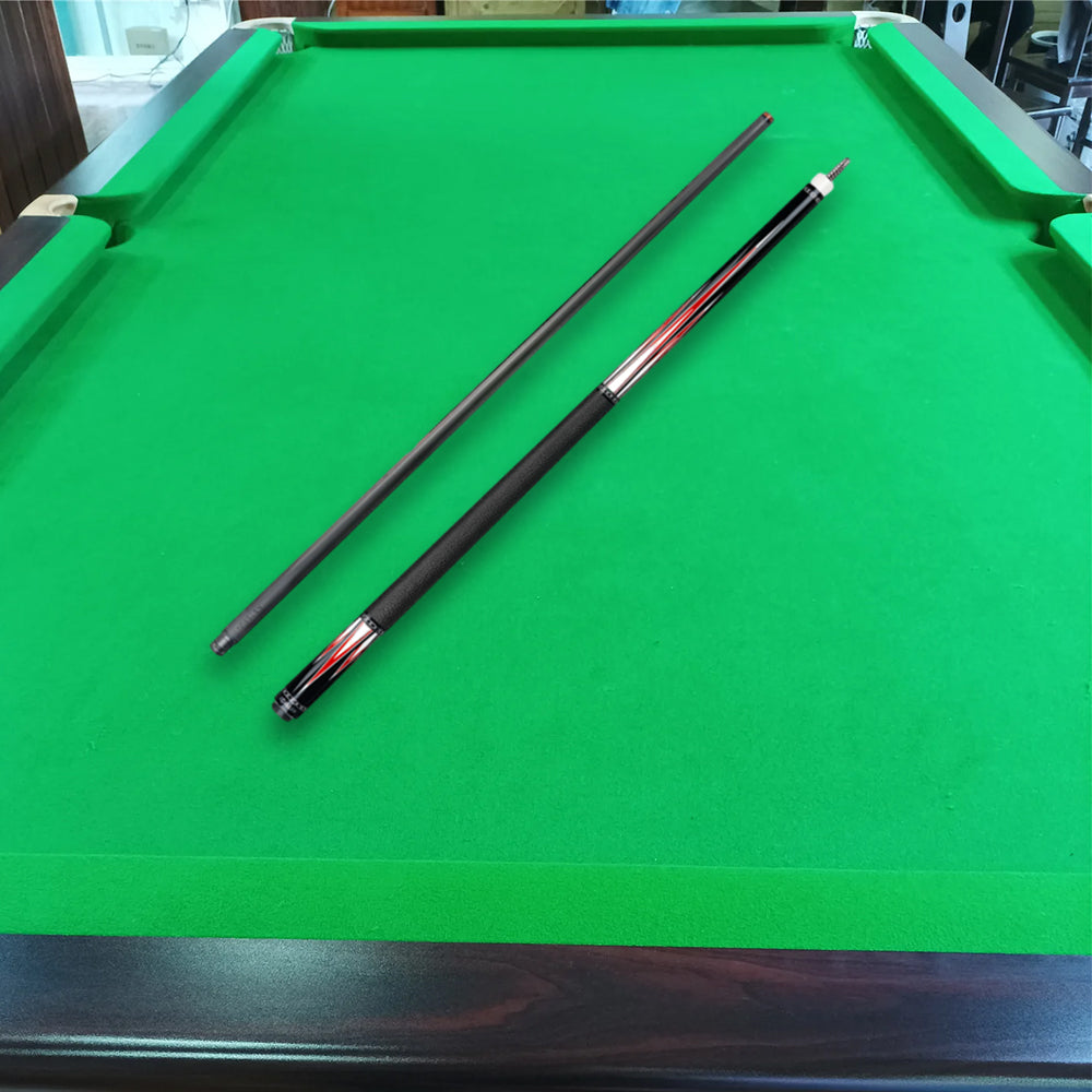 KONLLEN Billiard AK75-001 Pool Black Premier Ebony - Professional Cue Wood 18.5-20OZ 147CM 2-Piece Cue Red&Black