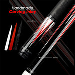 KONLLEN Billiard AK75-001 Pool Black Premier Ebony - Professional Cue Wood 18.5-20OZ 147CM 2-Piece Cue Red&Black