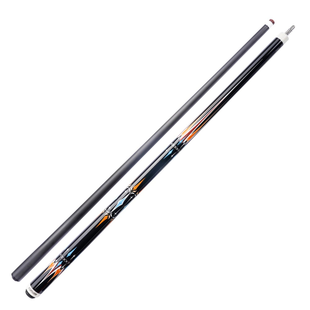 KONLLEN Professional 147CM Wood Billiard 18.5-20OZ - Cue Carom Maple Premier Cue Car-27 2-Piece Blue&Orange&Black