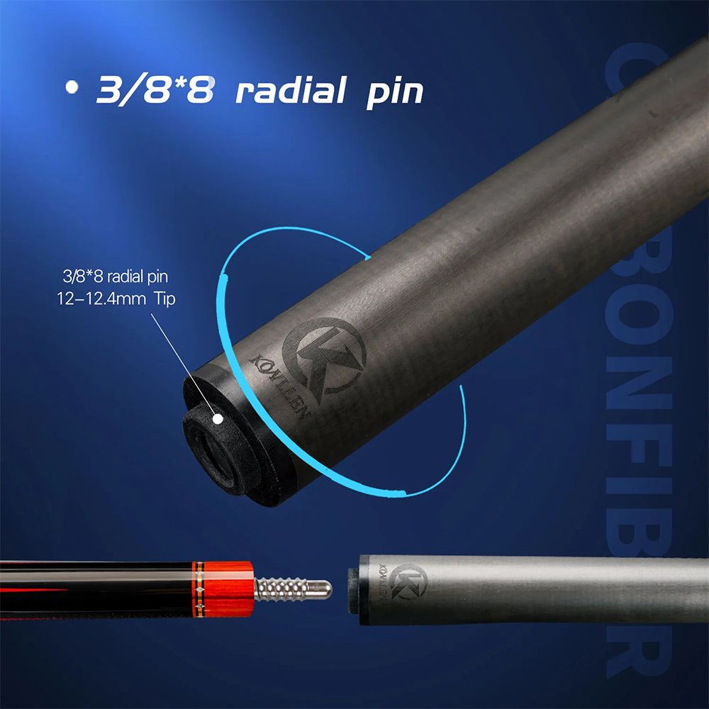 KONLLEN Carbon Single Professional Material 27 Fibre Shaft Premier Carom - Inches Gray