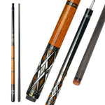 KONLLEN Cue - Ebony 147CM Cue Premier Billiard Pool Professional 2-Piece Wood 18.5-20OZ HQ-07AF Brown&Black