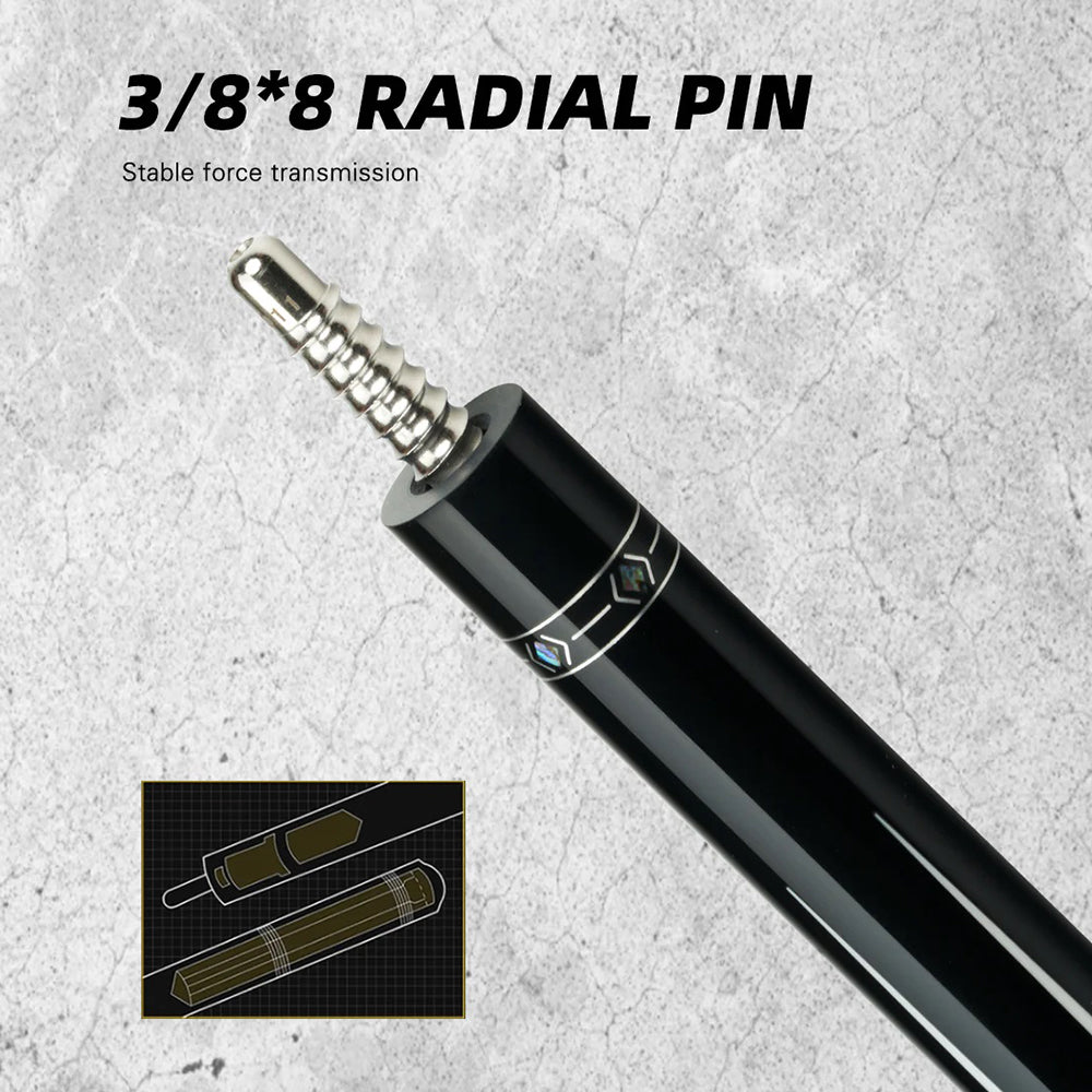 KONLLEN Cue - Ebony 147CM Cue Premier Billiard Pool Professional 2-Piece Wood 18.5-20OZ HQ-07AF Brown&Black