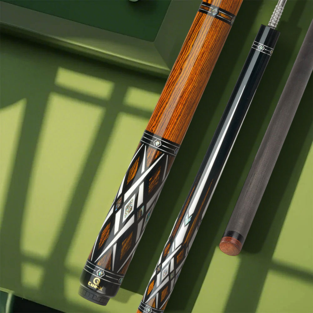 KONLLEN Cue - Ebony 147CM Cue Premier Billiard Pool Professional 2-Piece Wood 18.5-20OZ HQ-07AF Brown&Black