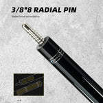 KONLLEN Pool Billiard - Ebony 18.5-20OZ Professional Cue 2-Piece Premier 147CM Cue HQ-07BF Wood Red&Black