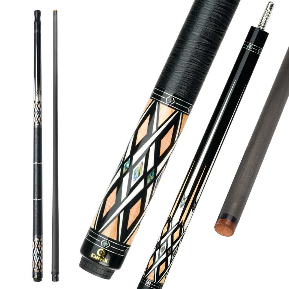 KONLLEN - 147CM Wood Premier Pool Billiard Cue Professional 2-Piece 18.5-20OZ HQ-07CF Maple Cue Wood&Black