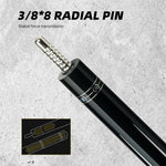 KONLLEN - 147CM Wood Premier Pool Billiard Cue Professional 2-Piece 18.5-20OZ HQ-07CF Maple Cue Wood&Black