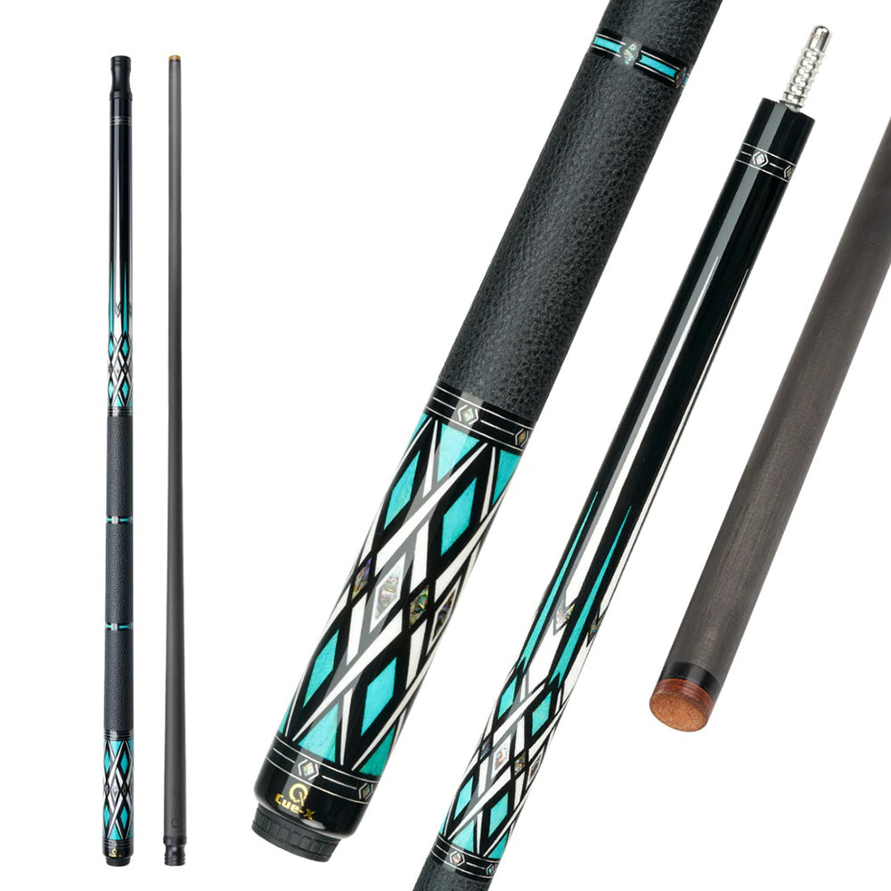 KONLLEN Maple 147CM Billiard 2-Piece Professional Cue - Wood Premier 18.5-20OZ HQ-07DF Pool Cue Blue&Black