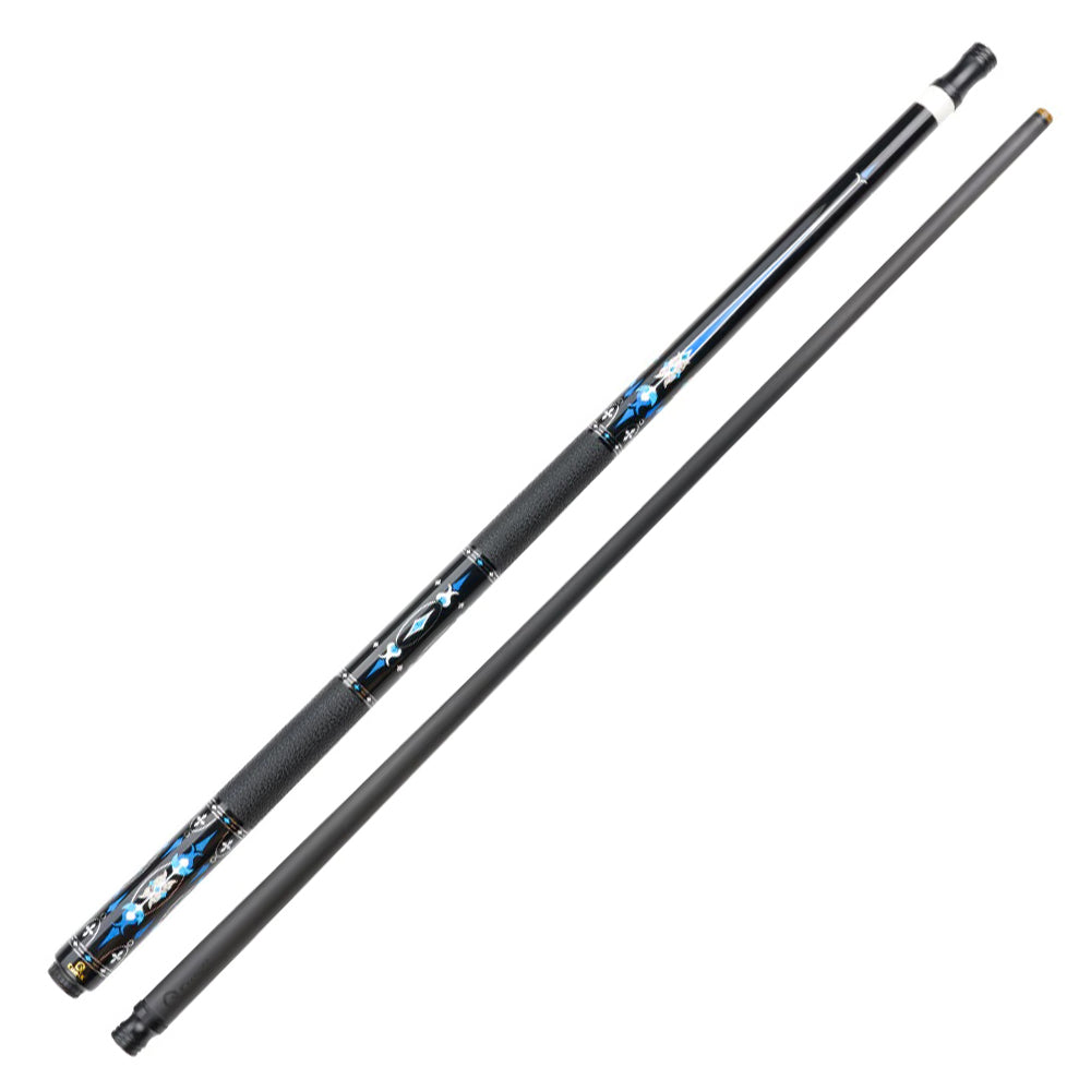 KONLLEN Premier Wood Cue 18.5-20OZ Cue Maple Pool Billiard HQ-10F 147CM - Professional 2-Piece Blue&Black