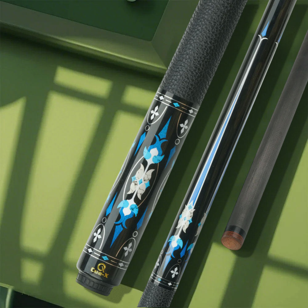 KONLLEN Premier Wood Cue 18.5-20OZ Cue Maple Pool Billiard HQ-10F 147CM - Professional 2-Piece Blue&Black