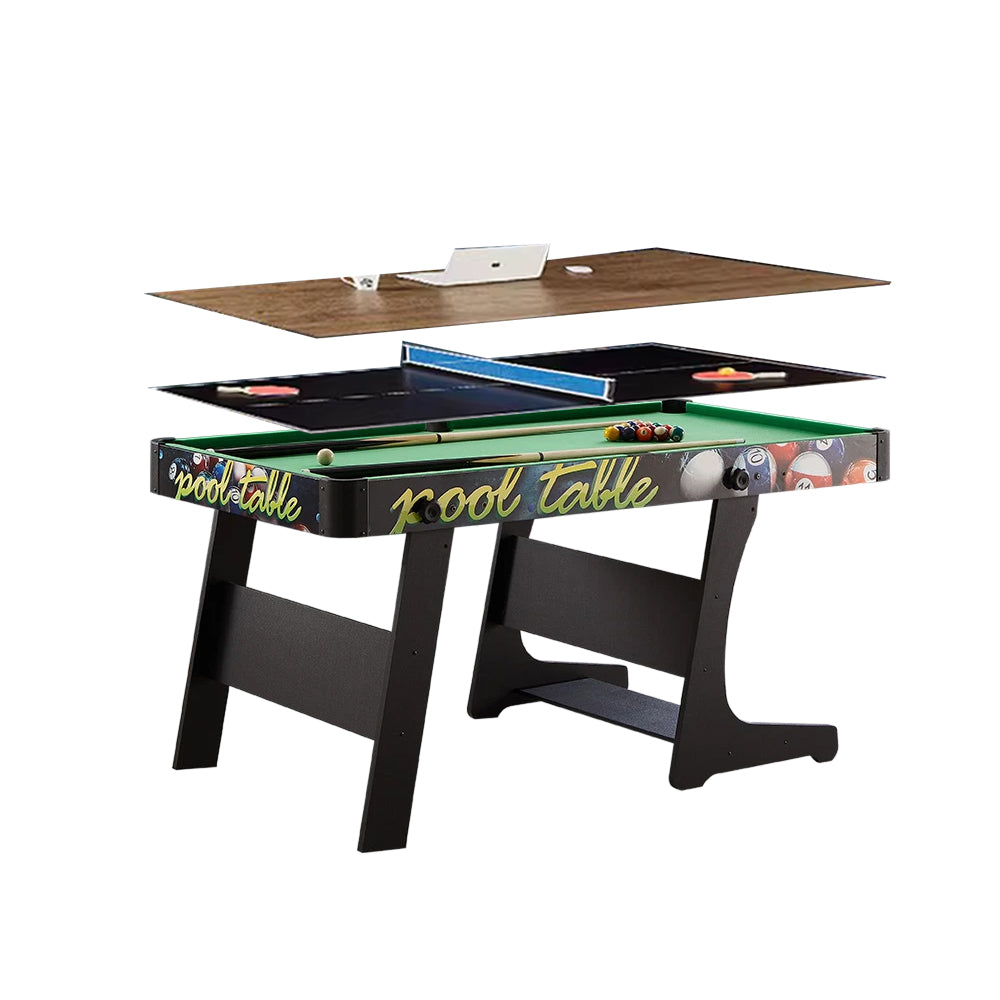 CUETIQ GTF002 3-IN-1 Office Table/ 5FT Ping-pong Billiard Foldable Desk - Table/ Design Black&Green